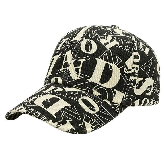Baseball Caps For Men Women Printed Letter Baseball Cap Adjustable Sun Hat Outdoor Sun Protection Casual Sporty Cap Black One Size