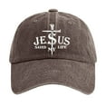 thumbnail image 1 of Baseball Caps For Men Women Washed Cotton Baseball Cap With Jesus Cross Print Adjustable Religious Unisex Hat For Coffee A, 1 of 3