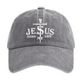 thumbnail image 1 of Baseball Caps For Men Women Washed Cotton Baseball Cap With Jesus Cross Print Adjustable Religious Unisex Hat For Grey A, 1 of 3