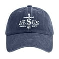 thumbnail image 1 of Baseball Caps For Men Women Washed Cotton Baseball Cap With Jesus Cross Print Adjustable Religious Unisex Hat For Navy A, 1 of 3
