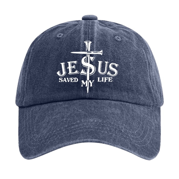 Baseball Caps For Men Women Washed Cotton Baseball Cap With Jesus Cross Print Adjustable Religious Unisex Hat For Navy A