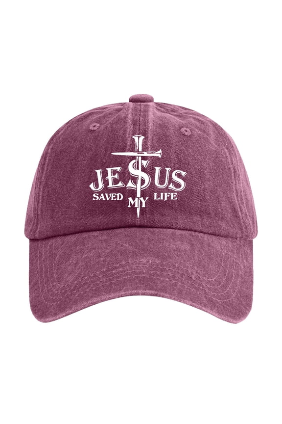 Baseball Caps For Men Women Washed Cotton Baseball Cap With Jesus Cross Print Adjustable Religious Unisex Hat For Wine A