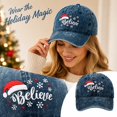 thumbnail image 1 of Baseball Caps For Unisex Vintage Washed Soft Crown Christmas Hat Believe Snowflake Santa Embroidery Sun Shading Headwear, 1 of 6