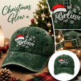 thumbnail image 1 of Baseball Caps For Unisex Vintage Washed Soft Crown Christmas Hat Believe Snowflake Santa Embroidery Sun Shading Headwear, 1 of 6