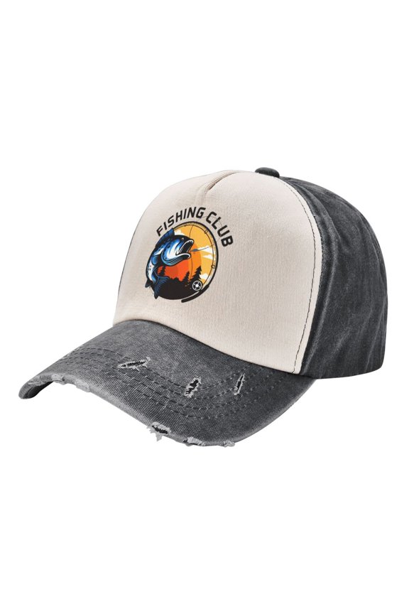 Baseball Caps Go Fishing Printing Dad Hat Sport Hats for Men,Women Teen Graphic,Cool,Fashion,Trendy,Casual} Adjustable for Snapbacks Black And White One Size