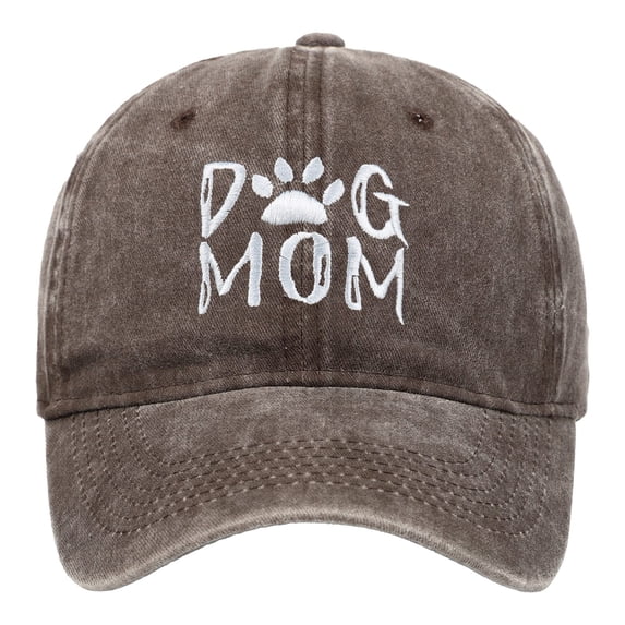 Baseball Caps Highlight Versatile Dog Mom Embroidered Washed Cap for Women Outdoor Adjustable Sun Hat with Casual Comfort and Everyday Style Brown