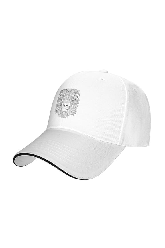 Baseball Caps Lion Head Sketch Art-01 Printing Dad Hat Sport Hats for Men,Women Teen Graphic,Cool,Fashion,Trendy,Casual} Adjustable for Snapbacks White One Size