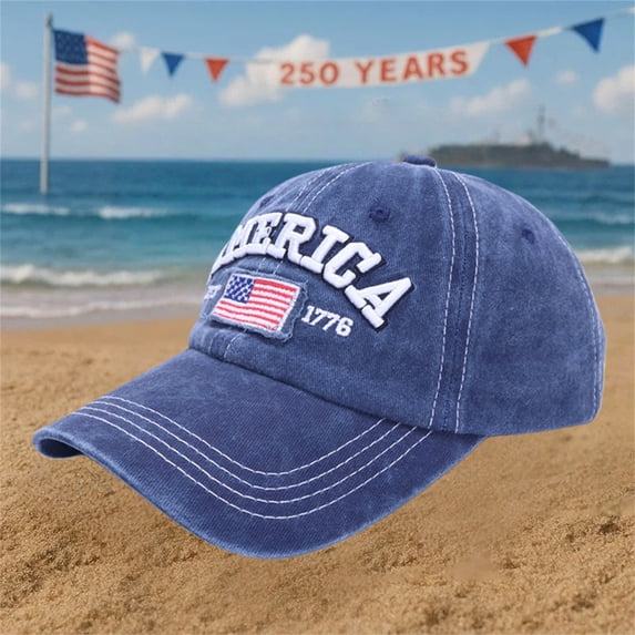 Baseball Caps Men AURORADY Commemorative Cap, States 250Th Anniversary Hat,Adjustable Patriotic Baseball Cap, Blue One Size Baseball Caps