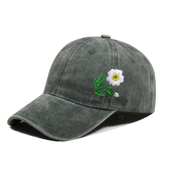 Under $2 Baseball Caps Men AURORADY Hand Embroidered Flower Design Baseball Cap, Blackish Green One Size Baseball Caps