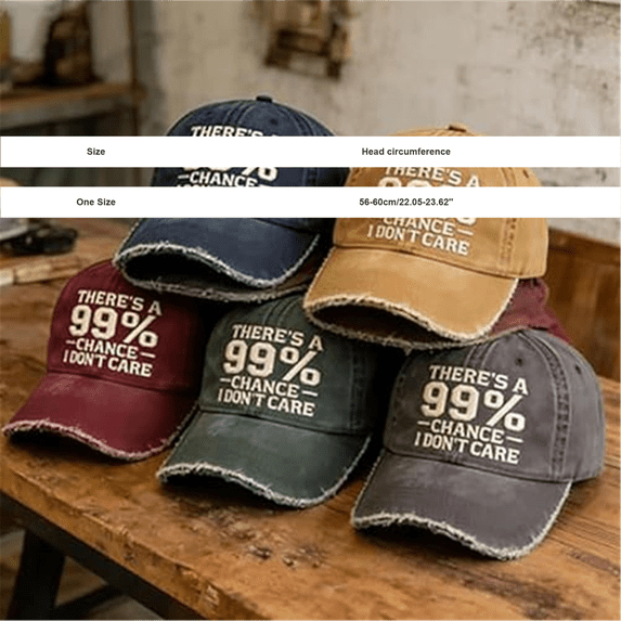 Baseball Caps Men AURORADY There’S A 99% Chance I Don’T Care Embroidered Dad Hat Adjustable Distressed Embroidered I Don’T Care Cap Baseball Caps, Black One Size Baseball Caps