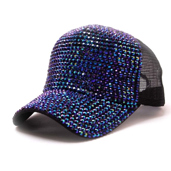 Baseball Caps Men VLOOCKLW Studded Rhinestone Crystals Adjustable Baseball Cap Plain Sparkle Bling Denim Sun Hat