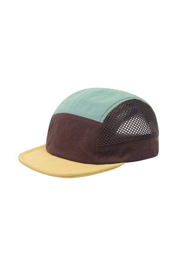 Baseball Caps Men Women Color Block Quick Dry 5-Panel Baseball Cap Breathable Mesh Panel With Go One More Print Thin Lightweight Hat Lag Letter Print Hats Khaki