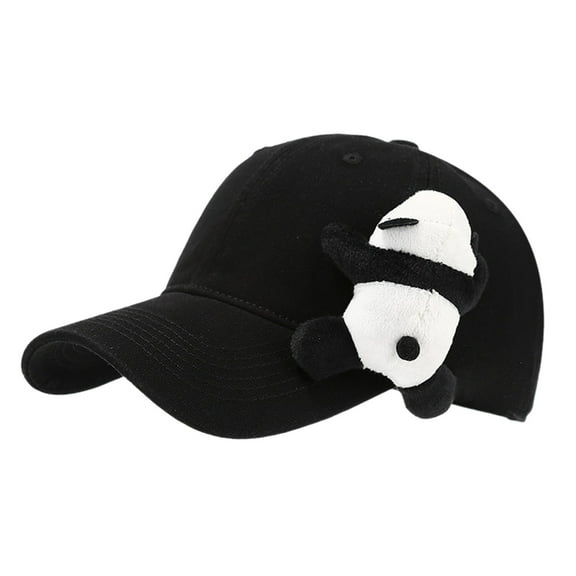 Baseball Caps Men Women Cute Panda Printed Baseball Cap Women Adjustable Sun Hat Casual Running Workouts Unique Style Black One Size
