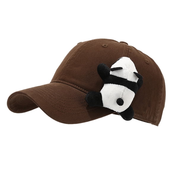 Baseball Caps Men Women Cute Panda Printed Baseball Cap Women Adjustable Sun Hat Casual Running Workouts Unique Style Coffee One Size