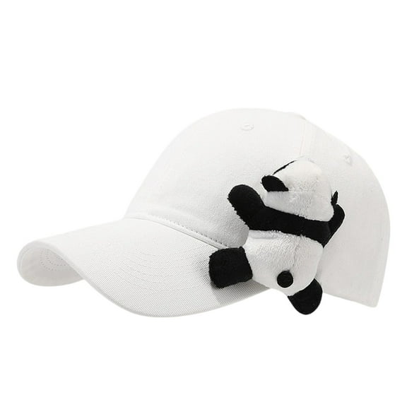 Baseball Caps Men Women Cute Panda Printed Baseball Cap Women Adjustable Sun Hat Casual Running Workouts Unique Style White One Size