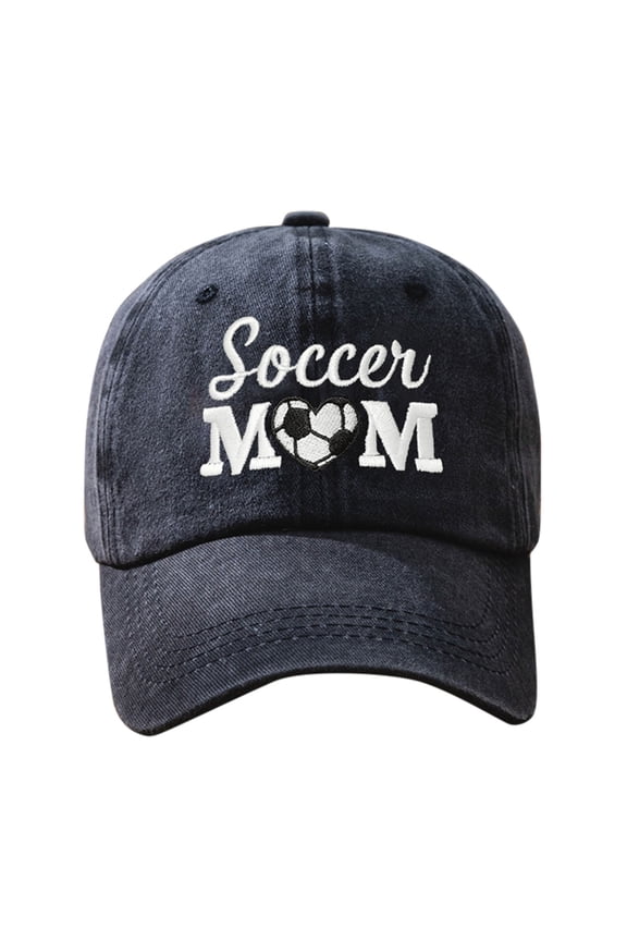 Baseball Caps Men Women Embroidered Soccer Mom Heart Washed Adjustable Unisex Breathable Sun Hat Running Workouts Black One Size