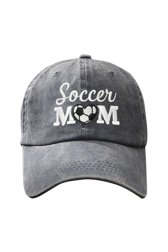 Baseball Caps Men Women Embroidered Soccer Mom Heart Washed Adjustable Unisex Breathable Sun Hat Running Workouts Grey One Size