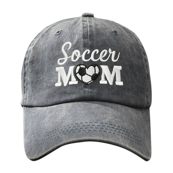 Baseball Caps Men Women Embroidered Soccer Mom Heart Washed Adjustable Unisex Breathable Sun Hat Running Workouts Grey One Size