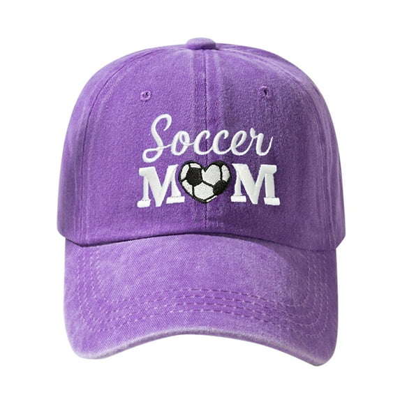 Baseball Caps Men Women Embroidered Soccer Mom Heart Washed Adjustable Unisex Breathable Sun Hat Running Workouts Purple One Size