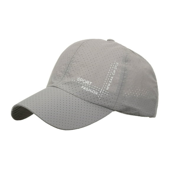 Baseball Caps Men Women Hiking Quick Dry Breathable Solid Adjustable Unisex Sun Hat Running Workouts Grey One Size
