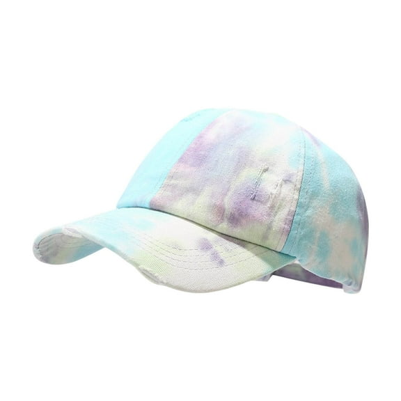 Baseball Caps Men Women Tie Dye Distressed Hop Adjustable Unisex Hat Outdoor Running Workouts Sports Blue One Size