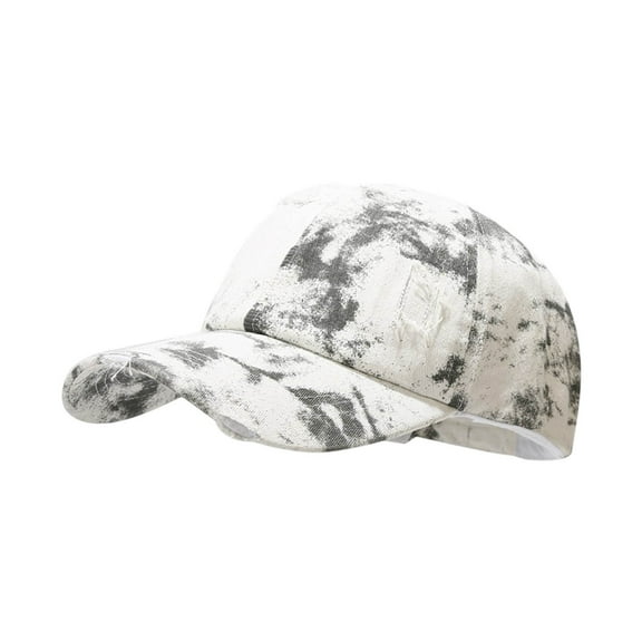 Baseball Caps Men Women Tie Dye Distressed Hop Adjustable Unisex Hat Outdoor Running Workouts Sports Grey One Size