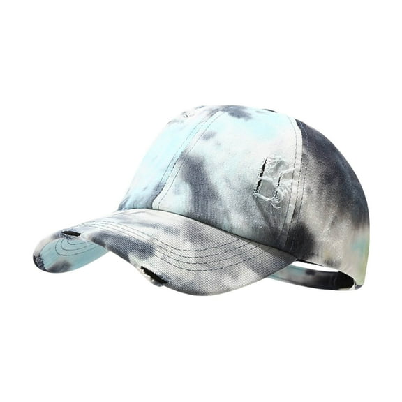 Baseball Caps Men Women Tie Dye Distressed Hop Adjustable Unisex Hat Outdoor Running Workouts Sports Light Gray One Size