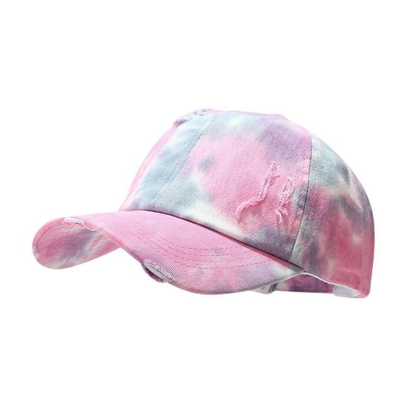 Baseball Caps Men Women Tie Dye Distressed Hop Adjustable Unisex Hat Outdoor Running Workouts Sports Pink One Size