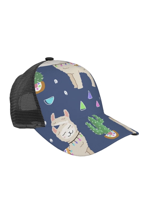 Baseball Caps Mesh Dad Snapback Outdoor Hats for Men Women, Cute Alpaca Cactus Peru Llama