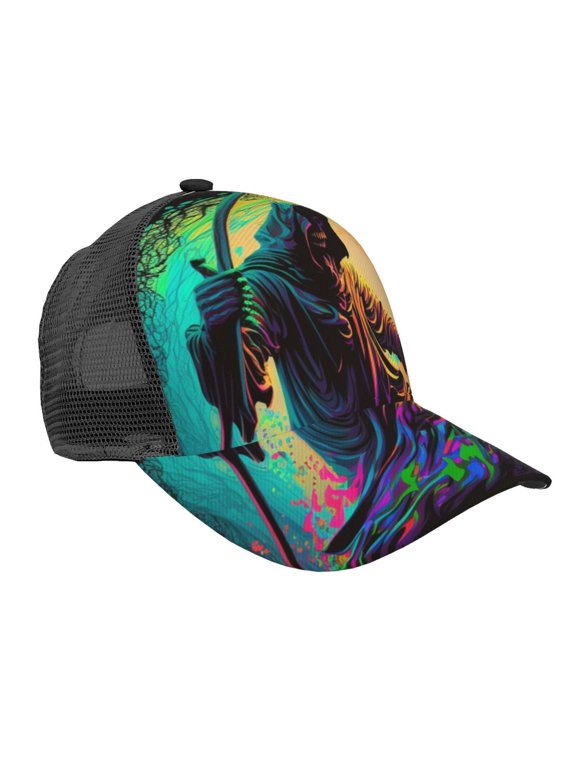 Baseball Caps Mesh Dad Snapback Outdoor Hats for Men Women, Dark Grim Reaper Psychedelic Death B2b8ef93