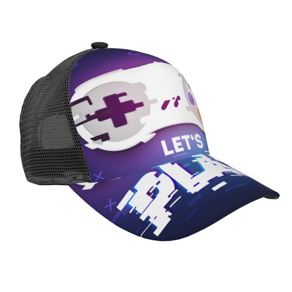Baseball Caps Mesh Dad Snapback Outdoor Hats for Men Women, Lets Play Game Controller