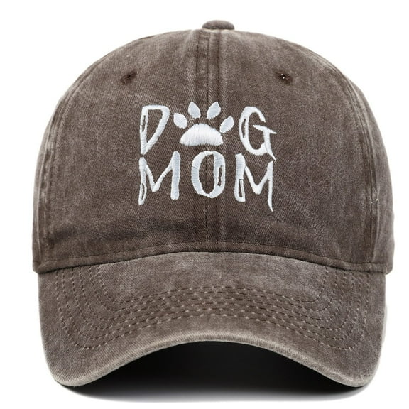Baseball Caps Washable Cotton Sun Cap Dog Mom Embroidered Washed Baseball Cap Outdoor Adjustable Sun Hat For Women Coffee One Size