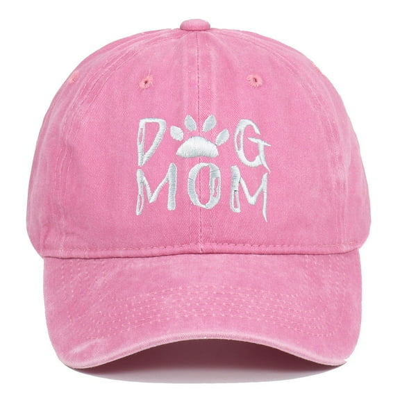 Baseball Caps Washable Cotton Sun Cap Dog Mom Embroidered Washed Baseball Cap Outdoor Adjustable Sun Hat For Women Light Pink One Size