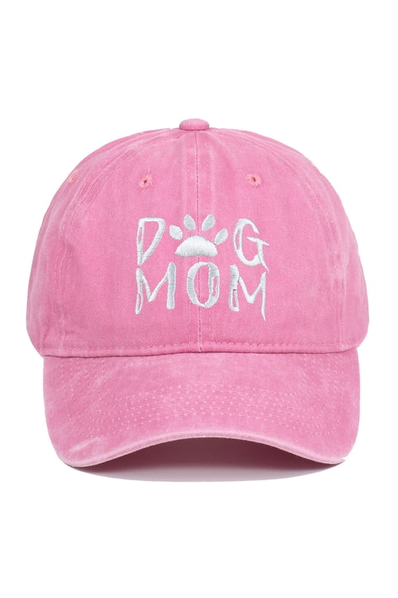 Baseball Caps Washable Cotton Sun Cap Dog Mom Embroidered Washed Baseball Cap Outdoor Adjustable Sun Hat For Women Light Pink One Size