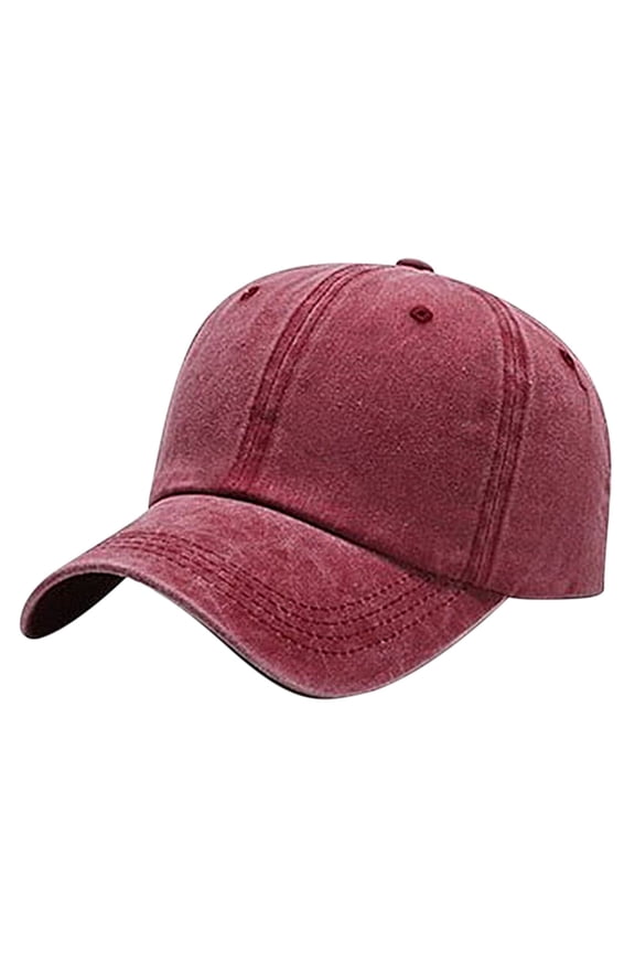Baseball Caps Washable Cotton Sun Cap Women'S Casual Water Washed Pure Cotton Solid Color Light Board Baseball Cap Brick Red M