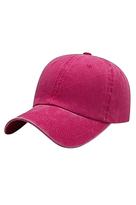 Baseball Caps Washable Cotton Sun Cap Women'S Casual Water Washed Pure Cotton Solid Color Light Board Baseball Cap Hot Pink M