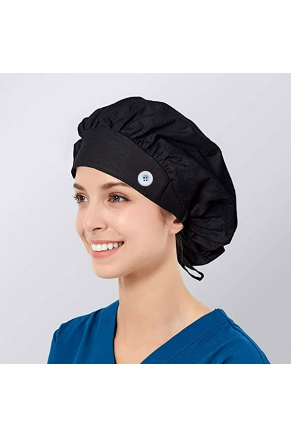 Baseball Caps Women's Berets Fashion Solid Print Work Hat Casual Unisex Scrub Cap with Button
