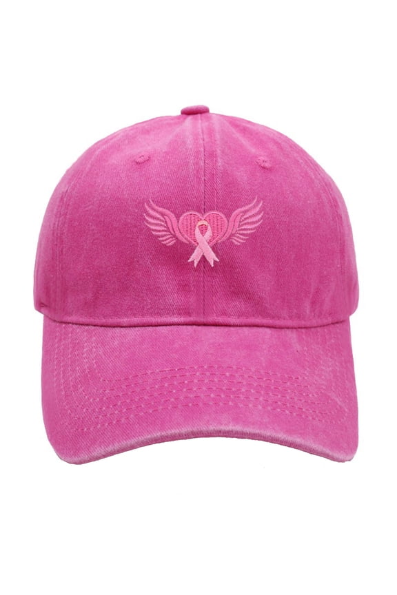 Baseball Caps for Everyday Wear Uni Cancer Ribbon Embroidered Hat for Daily Holiday Campus and Outdoor Activities Pink