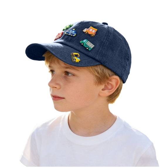 Baseball Caps for Kids Boys Girls Cartoon Car Embroidered Summer, Outdoors Childrens Baby Sunshade Hat, Dark Blue
