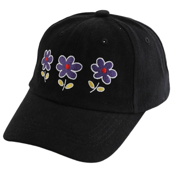 Baseball Caps for Kids Boys Girls Cartoon Cute Floral Embroidered Summer, Outdoors Sun Hat for Childrens , Black 3-8 Years