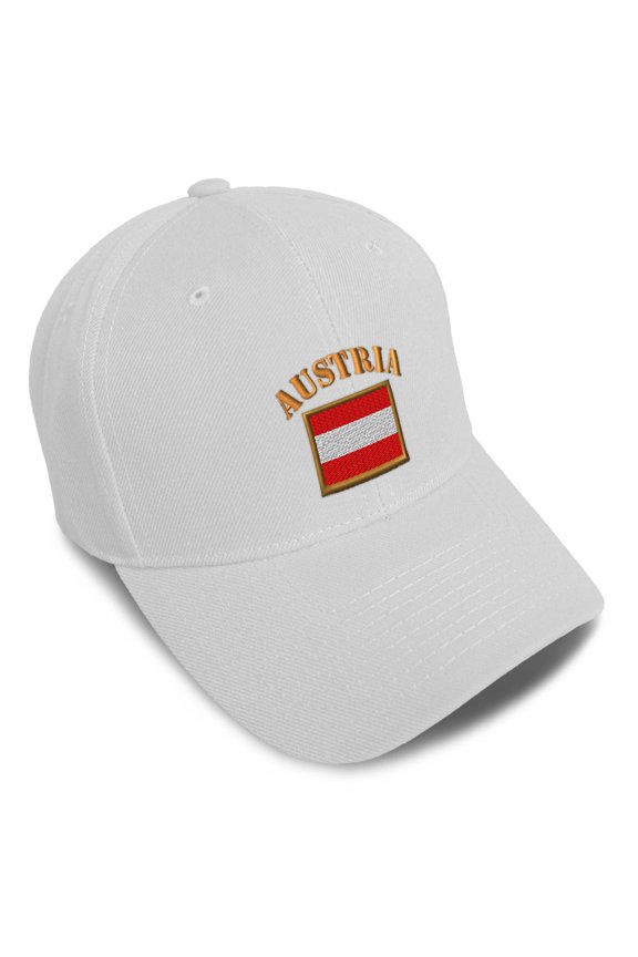 Baseball Caps for Men & Women Embroidered Austria Flag Embroidery Ladies & Men Baseball Hats Acrylic White Design Only