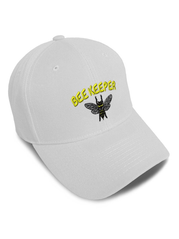 Baseball Caps for Men & Women Embroidered Bee Keeper Honey Farmer Bees Embroidery Ladies & Men Baseball Hats Acrylic White Design Only