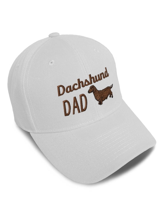 Baseball Caps for Men & Women Embroidered Dachshund Dad Pet Dog Embroidery Ladies & Men Baseball Hats Acrylic White Design Only
