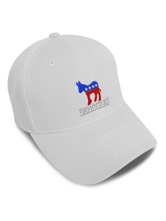 Baseball Caps for Men & Women Embroidered Democrat Embroidery Ladies & Men Baseball Hats Acrylic White Design Only