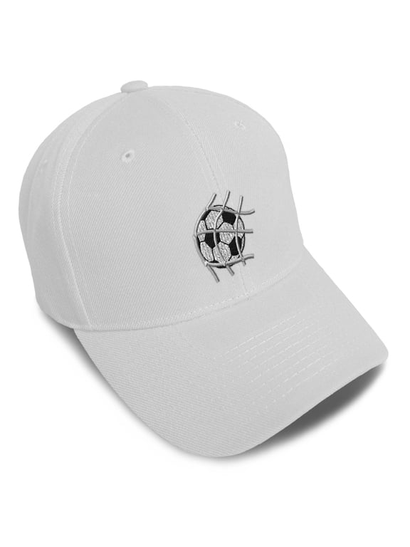 Baseball Caps for Men & Women Embroidered Goal Soccer B Ladies & Men Baseball Hats Acrylic White Design Only