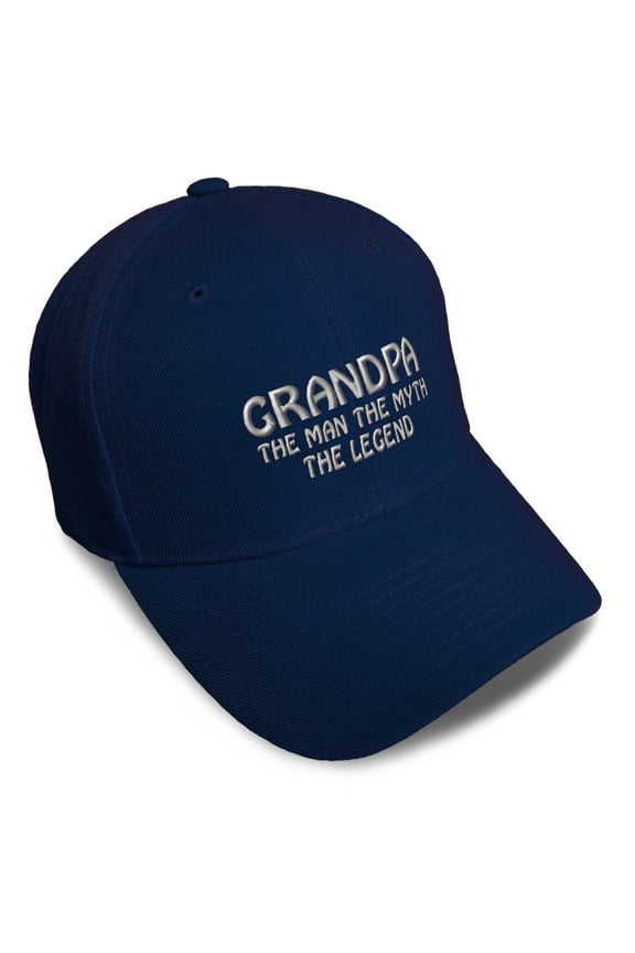 Baseball Caps for Men & Women Embroidered Grandpa Man Myth Legend Grandfather Pops Ladies & Men Baseball Hats Acrylic Navy Design Only