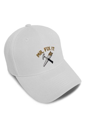 Baseball Caps for Men & Women Embroidered Mr. Fix It Embroidery Ladies & Men Baseball Hats Acrylic White Design Only