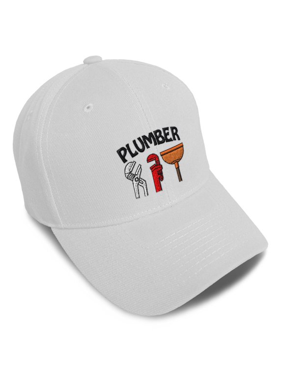 Baseball Caps for Men & Women Embroidered Plumbing Tools Topper Embroidery Ladies & Men Baseball Hats Acrylic White Design Only