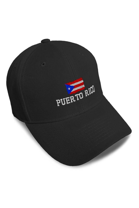 Baseball Caps for Men & Women Embroidered Puerto Rican Flag Puerto Rico Embroidery Ladies & Men Baseball Hats Acrylic Black Design Only