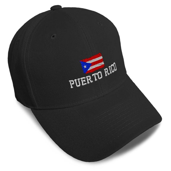Baseball Caps for Men & Women Embroidered Puerto Rican Flag Puerto Rico Embroidery Ladies & Men Baseball Hats Acrylic Black Design Only
